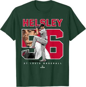 Number and Portrait Ryan Helsley St Louis MLBPA T-Shirt - T-Shirt | Forest