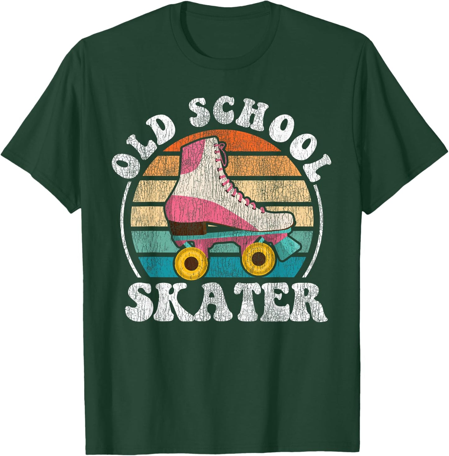 Cool Roller Skating Skate Girl 1970S Retro Vintage T-Shirt - T-Shirt | Forest