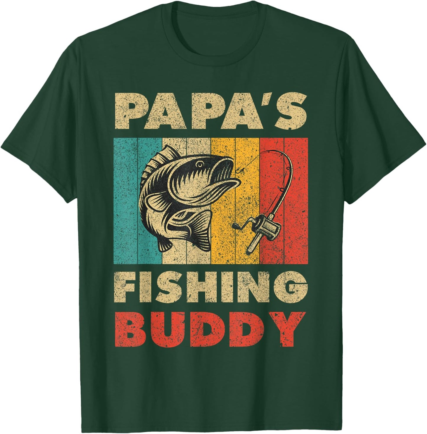 Funny Fishing Papa's Fishing Buddy Vintage Fishing T-Shirt - T-Shirt | Forest