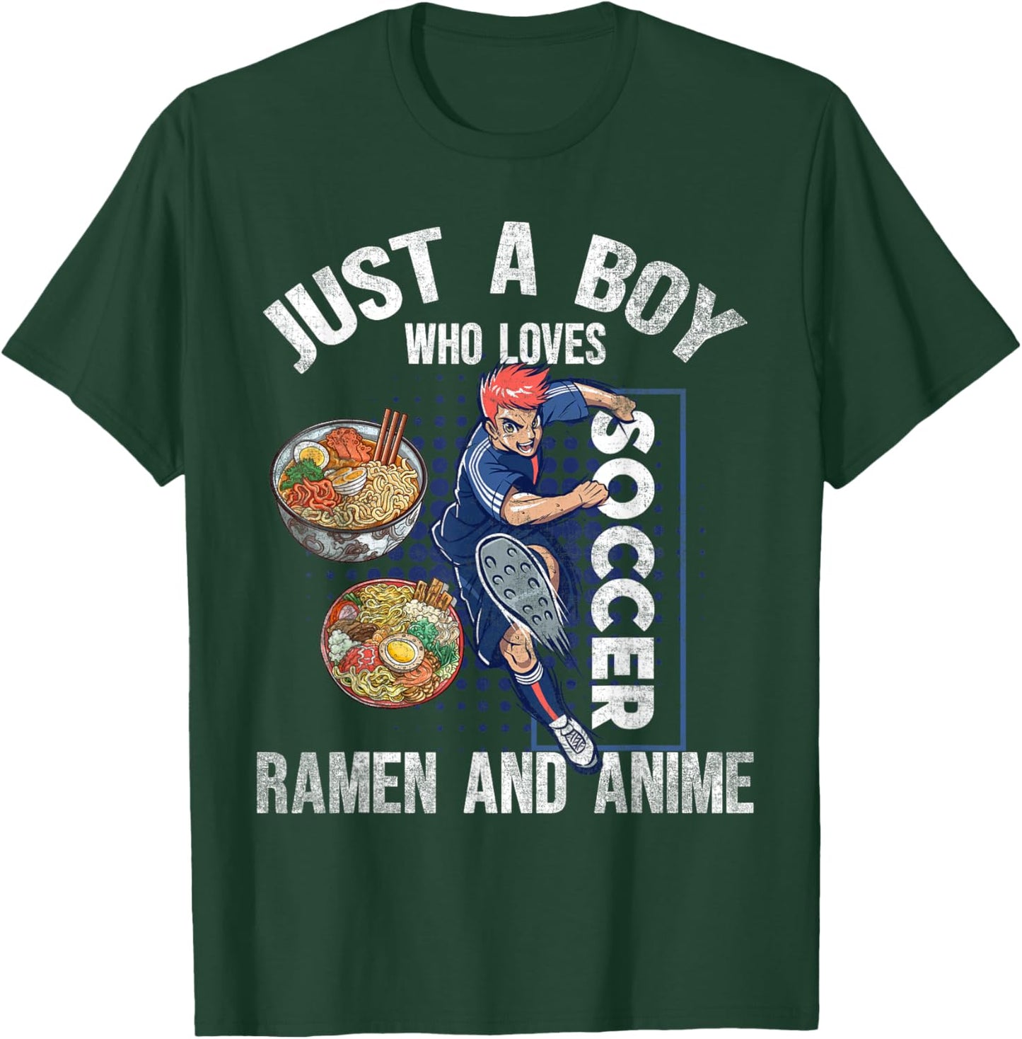 Just A Boy Who Loves Soccer, Ramen, And Anime. Anime Soccer T-Shirt - T-Shirt | Forest
