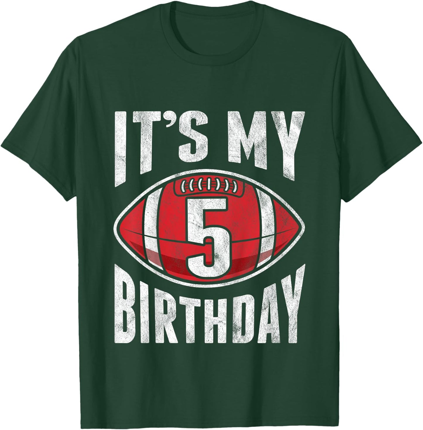 Kids 5 Years Old American Football 5th Birthday Boy Retro Style T-Shirt - T-Shirt | Forest