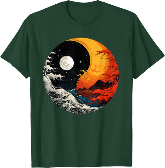 Ying Yang Energy Meditation Watercolor Tai Chi Day & Night T-Shirt - T-Shirt | Forest