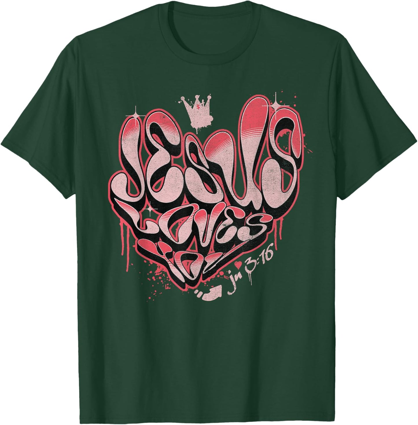 Jesus Loves You Christian Shirt - John 316 Bible Verse Heart T-Shirt - T-Shirt | Forest