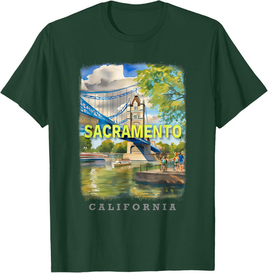 Sacramento California CA Riverfront Charm SD646 T-Shirt - T-Shirt | Forest