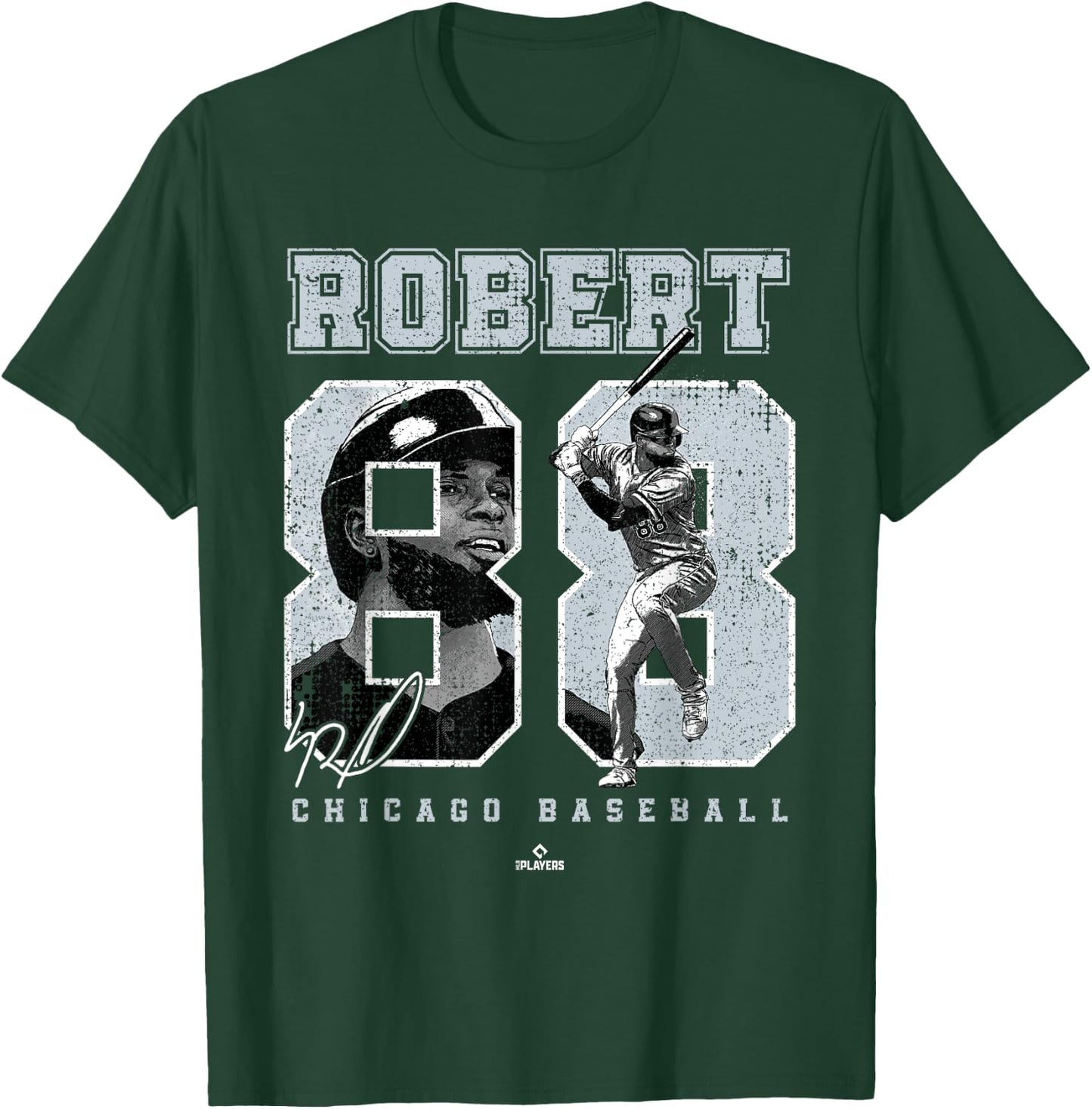 Number and Portrait Luis Robert Chicago MLBPA T-Shirt - T-Shirt | Forest