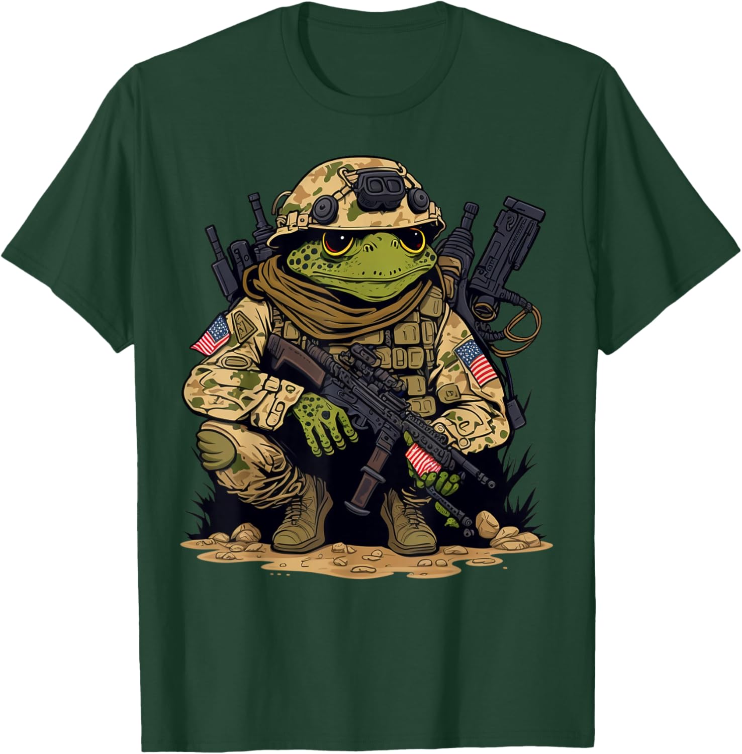 Soldier Frog Army Military Frog T-Shirt - T-Shirt | Forest