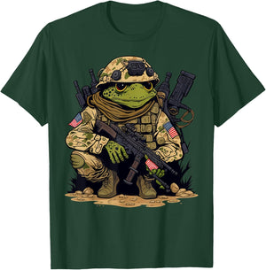 Soldier Frog Army Military Frog T-Shirt - T-Shirt | Forest