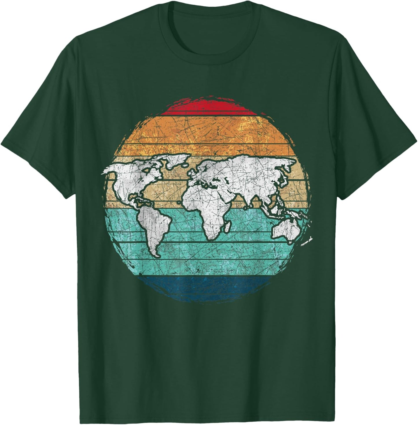 Retro World Map T-Shirt - T-Shirt | Forest