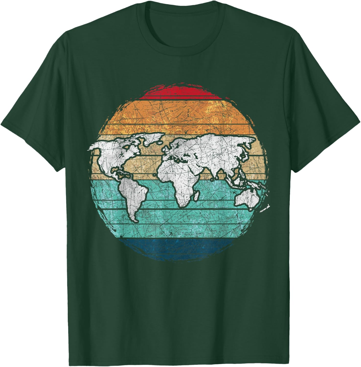 Retro World Map T-Shirt - T-Shirt | Forest