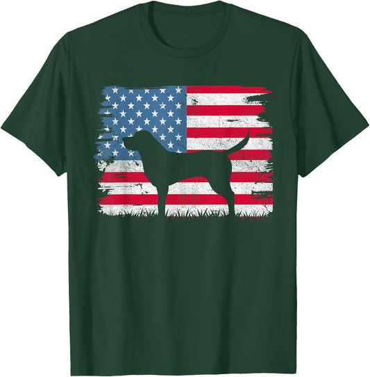 Black Labrador American Flag USA 4th of July Men Women Kids T-Shirt - T-Shirt | Forest