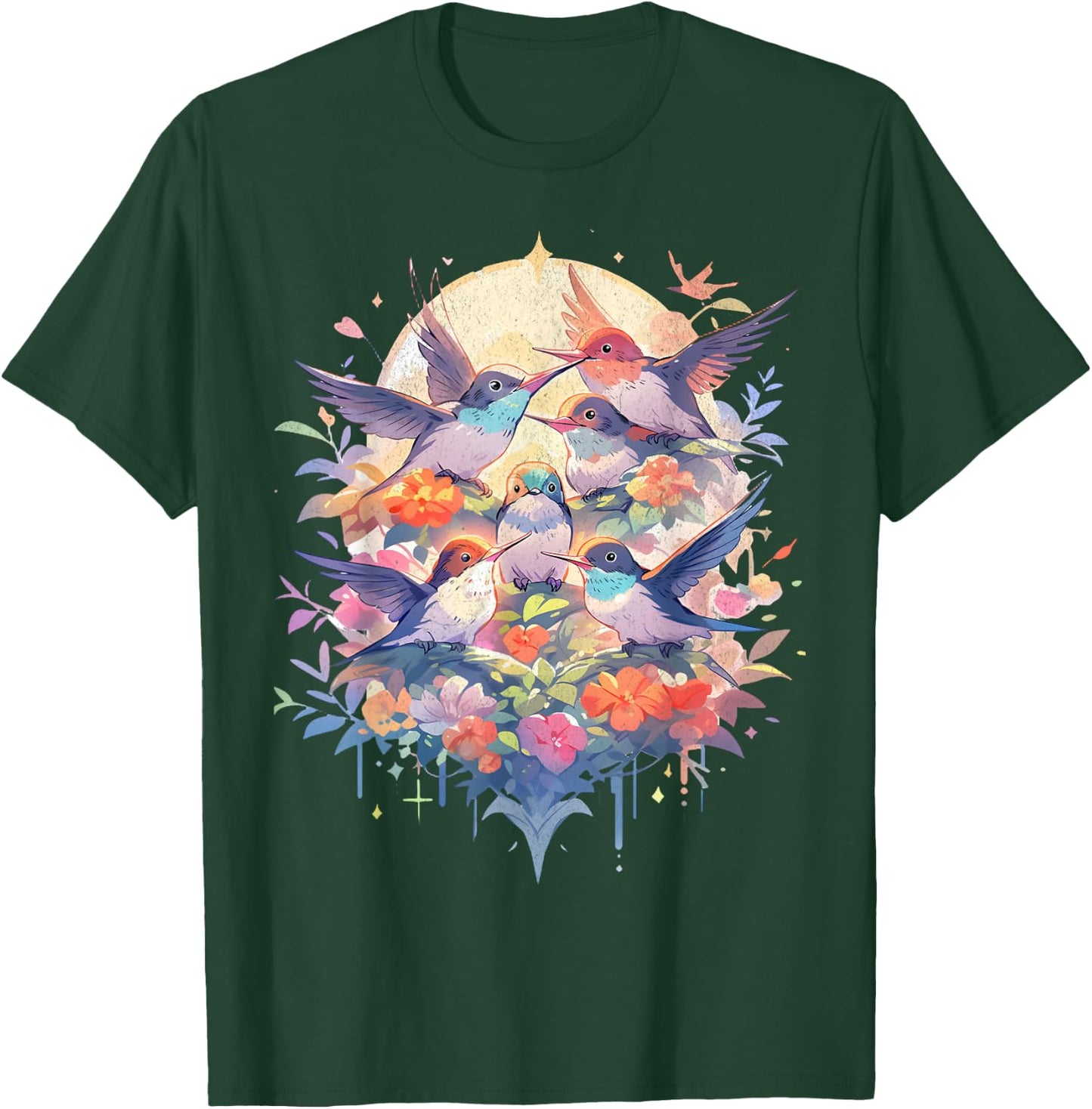 Beautiful Hummingbirds Bird Watching Earth Day Nature Lovers T-Shirt - T-Shirt | Forest