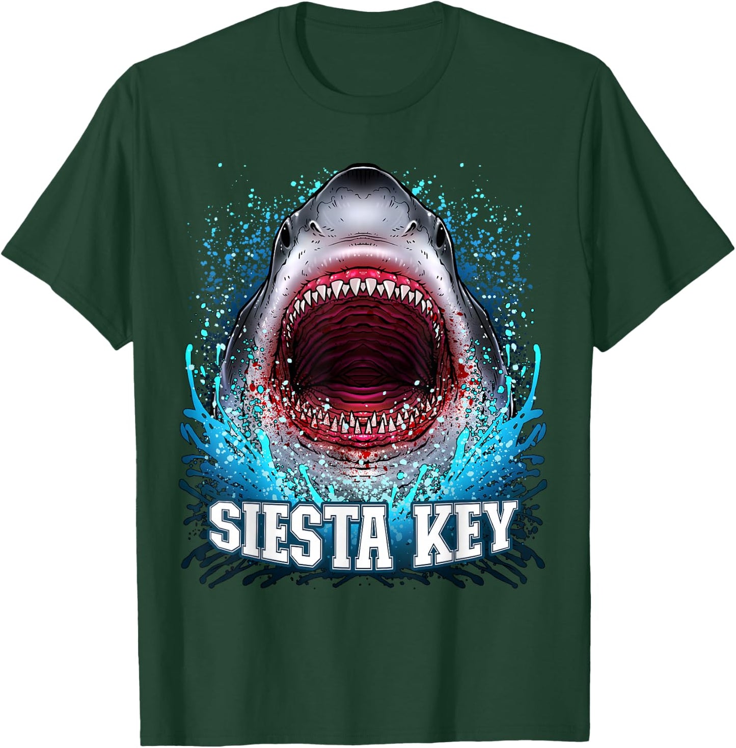Siesta Key Florida Vacation Great White Shark Beach Trip T-Shirt - T-Shirt | Forest