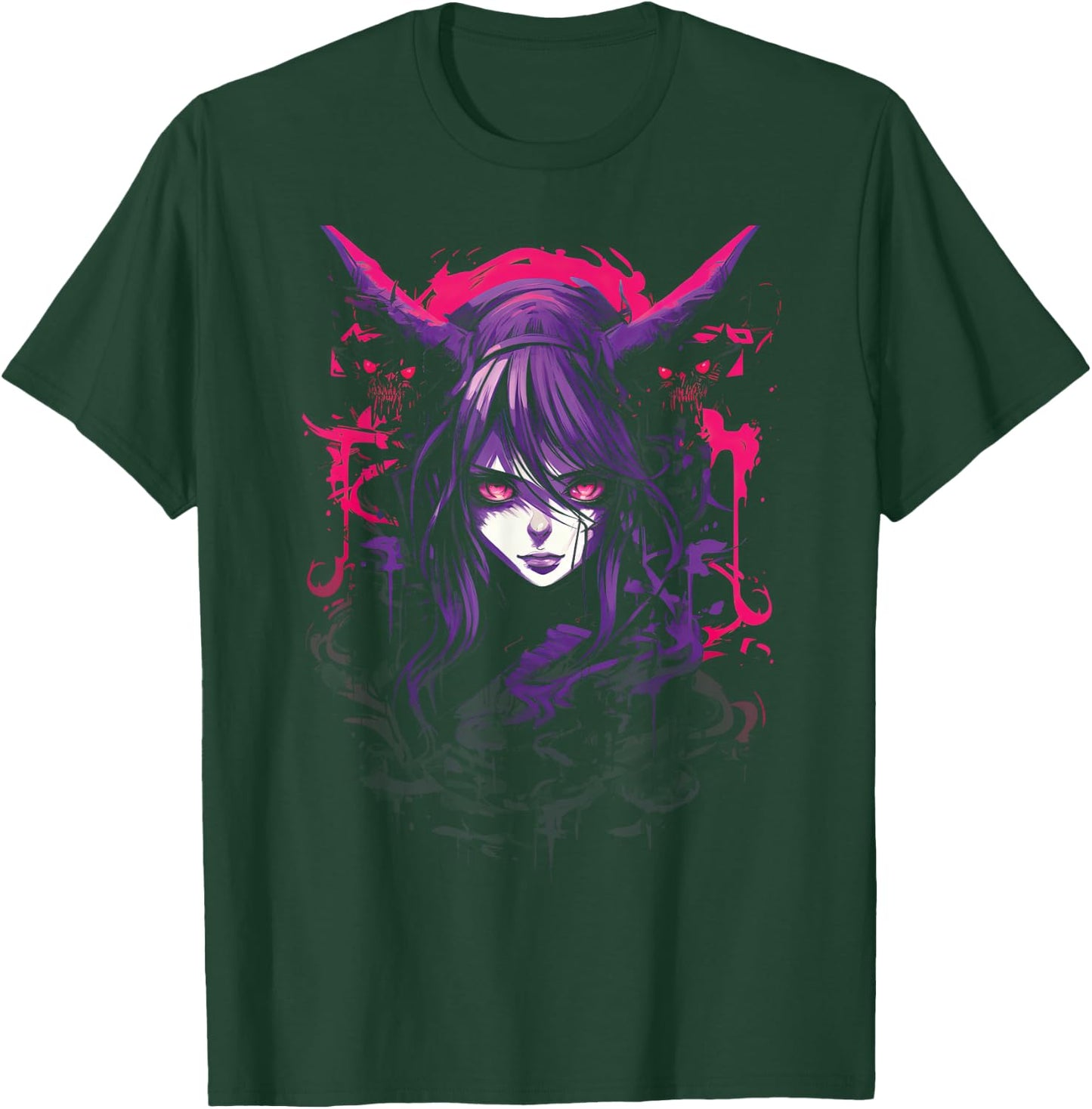 Anime Goth Girl Japanese Aesthetic Grunge Horror T-Shirt - T-Shirt | Forest