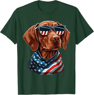 USA 4th Of July Vizsla on Patriotic American Vizsla Kids Men T-Shirt - T-Shirt | Forest