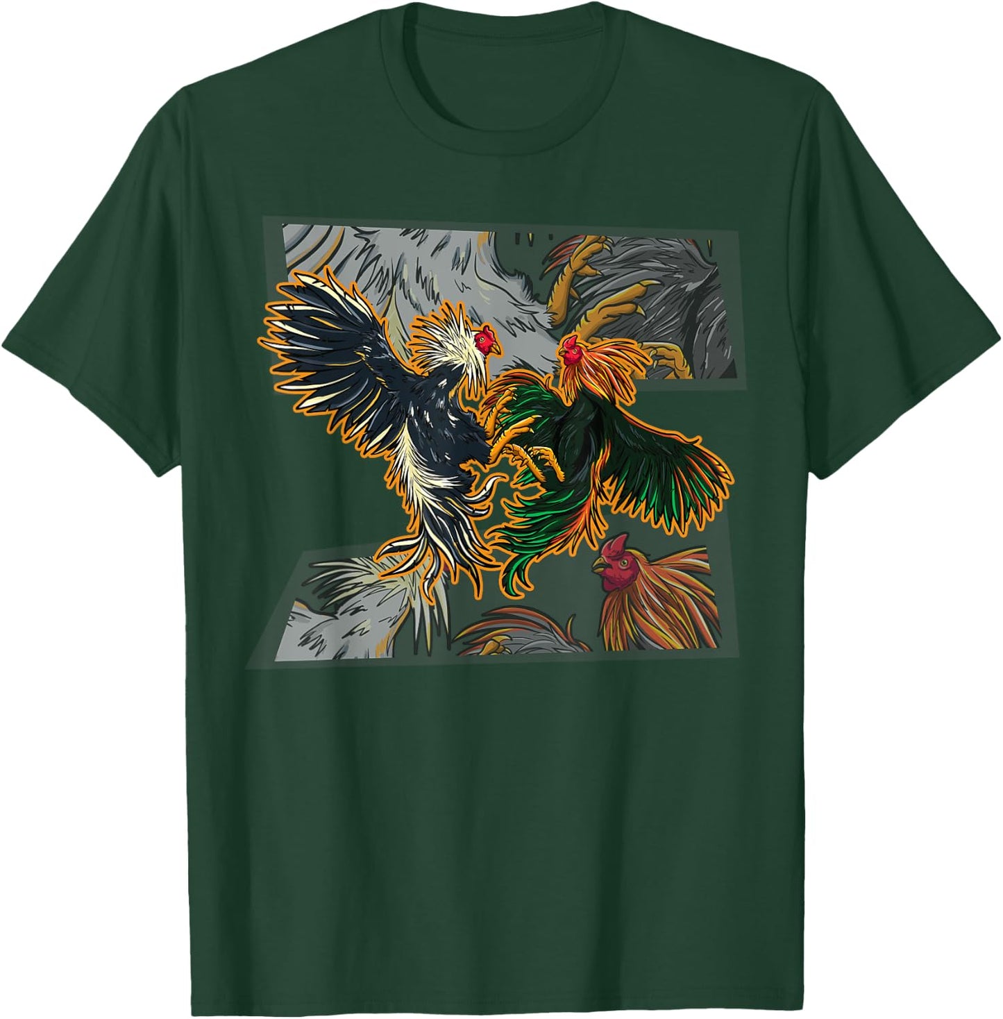 Halloween Dia De Los Muertos Sugar Skull Calavera Fighting Rooster Chicken Chinese Zodiac Pride & Brave -Adults Black Small T-Shirt - T-Shirt | Forest