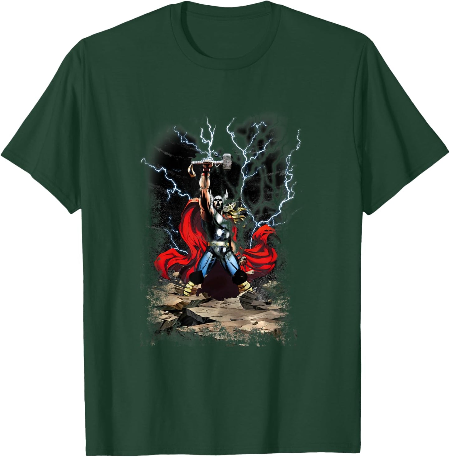 Marvel Comics Retro Classic Thor Lightning God Portrait T-Shirt - T-Shirt | Forest
