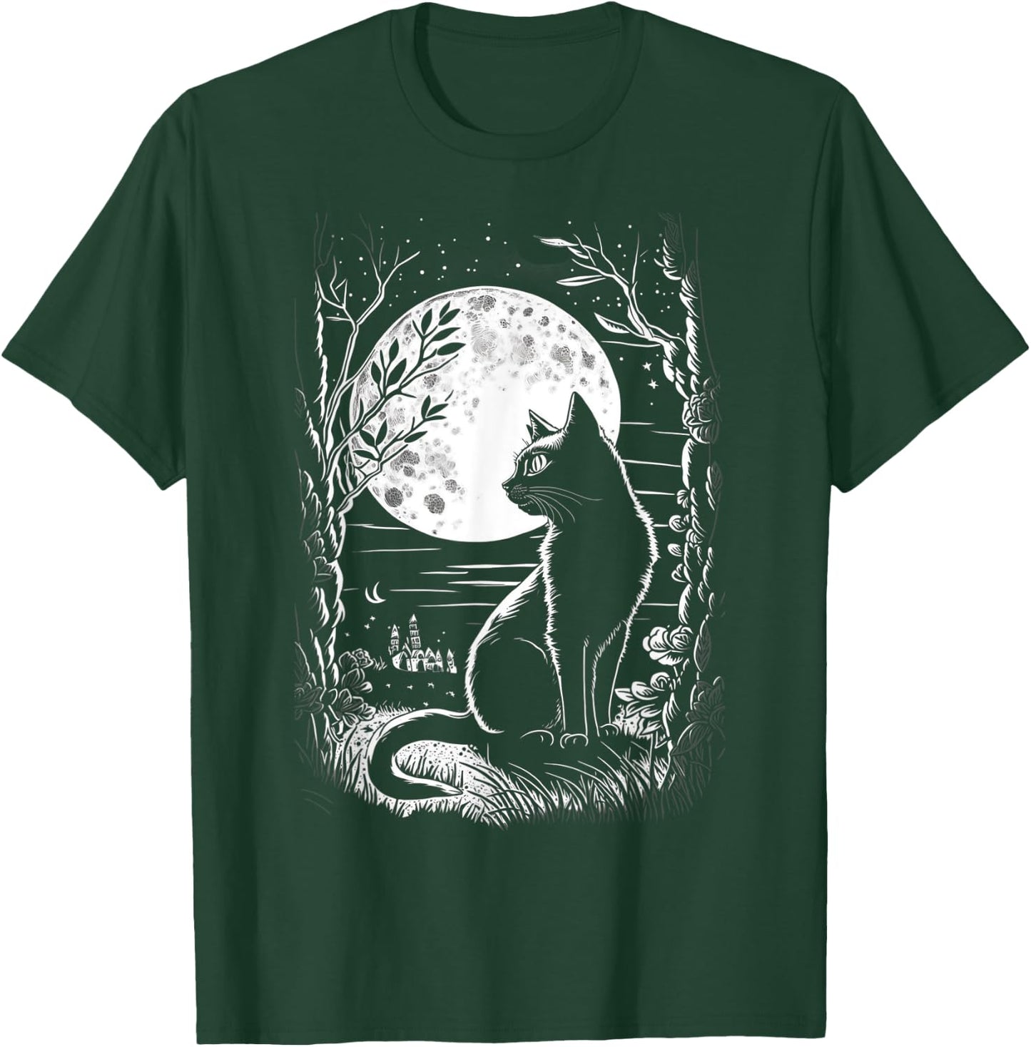 Mystical Cat Wiccan Moon Magic T-Shirt - T-Shirt | Forest