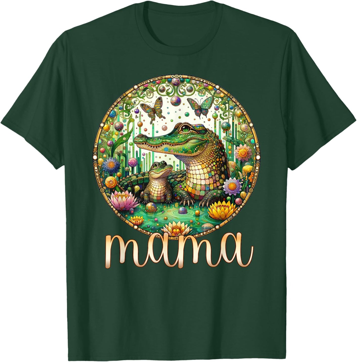 Butterfly Mom Baby Alligator Crocodile Mama - Mother's Day T-Shirt - T-Shirt | Forest