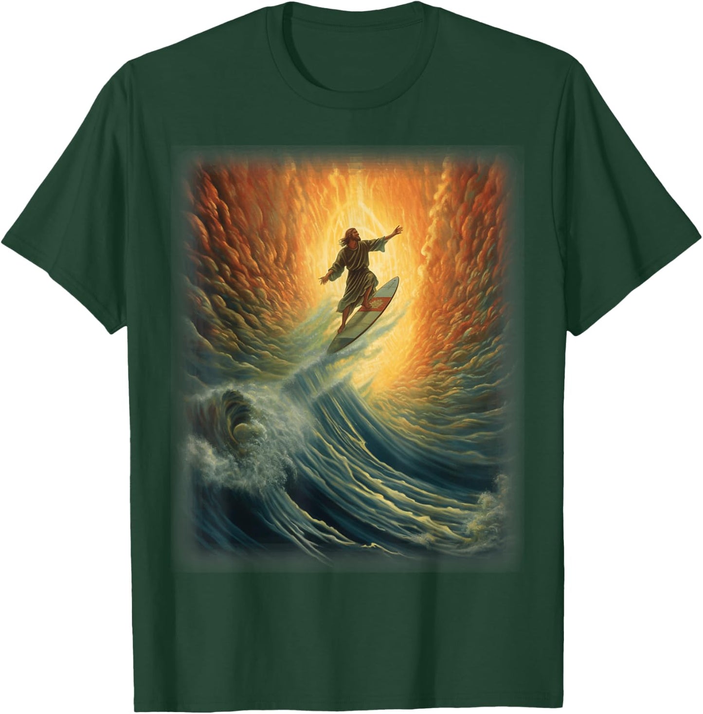 Jesus Surfer Heaven Wave Surfing Christian Surf Beach Summer Men Women Kids T-Shirt - T-Shirt | Forest