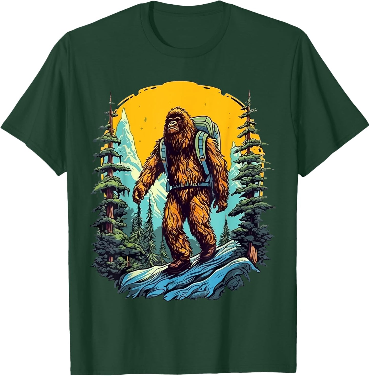 Aesthetic Outdoor Mountain Adventure Hiking Bigfoot T-Shirt - T-Shirt | Forest