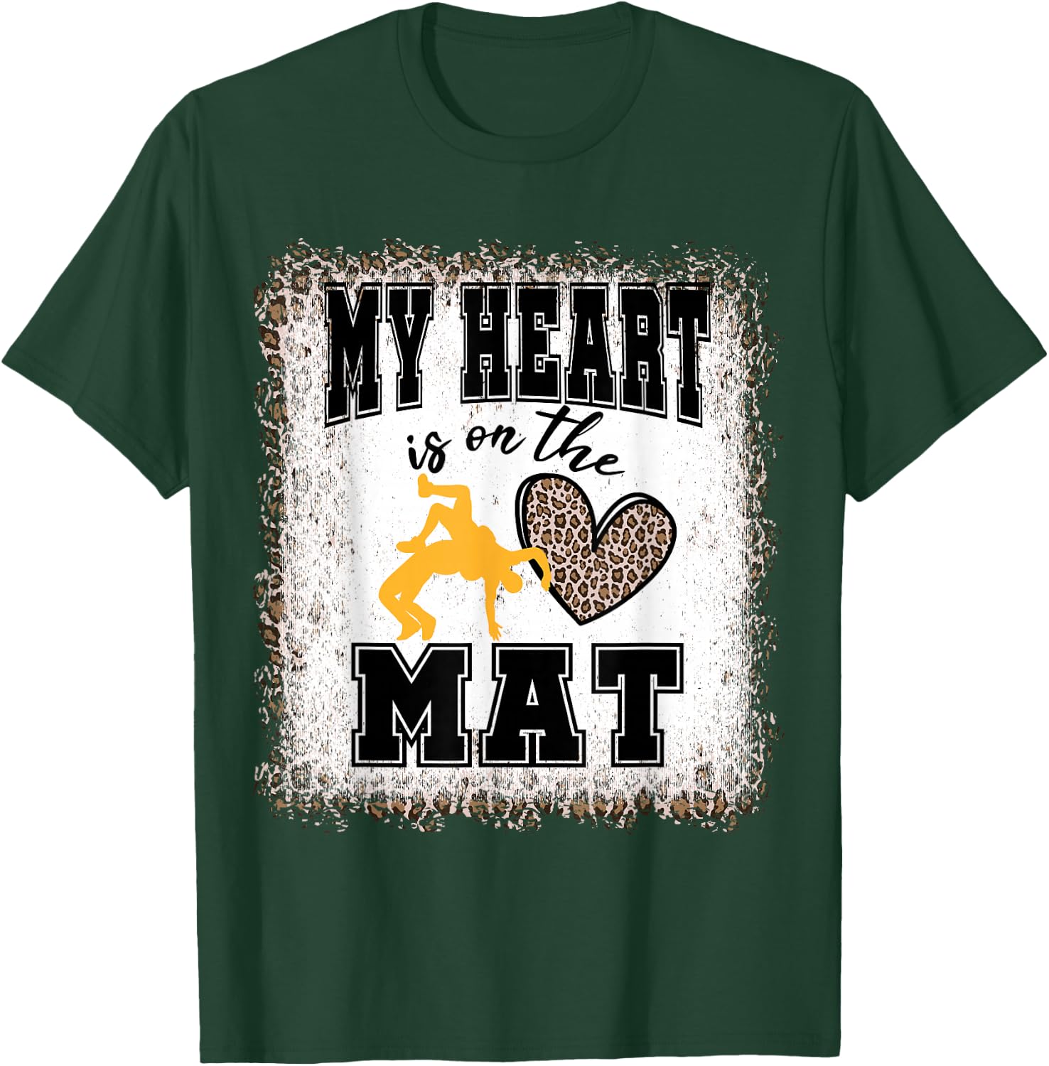 Wrestling Mom My Heart is On The Mat T-Shirt - T-Shirt | Forest