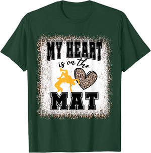 Wrestling Mom My Heart is On The Mat T-Shirt - T-Shirt | Forest