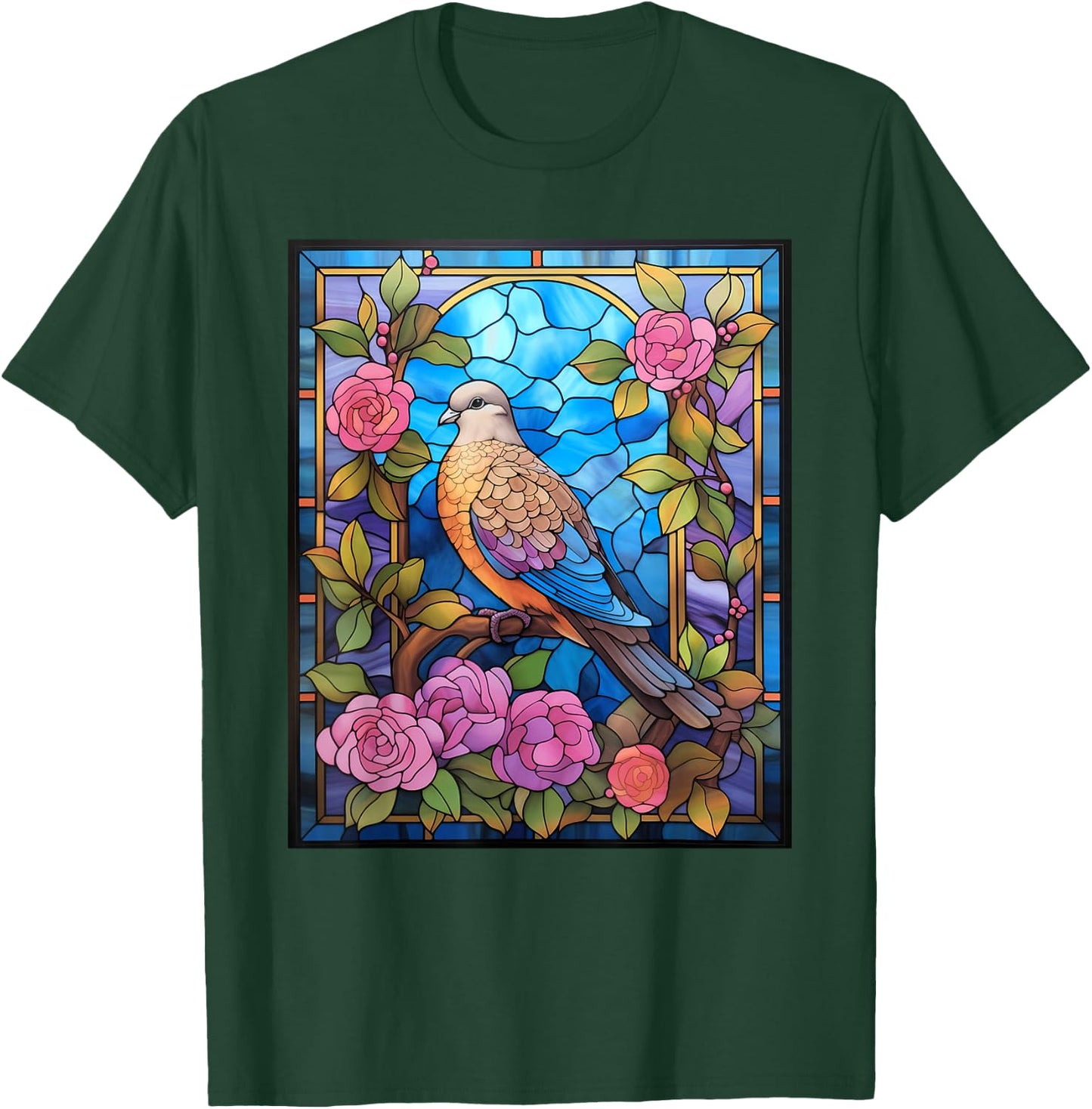 Stained Glass Style Mourning Dove T-Shirt - T-Shirt | Forest