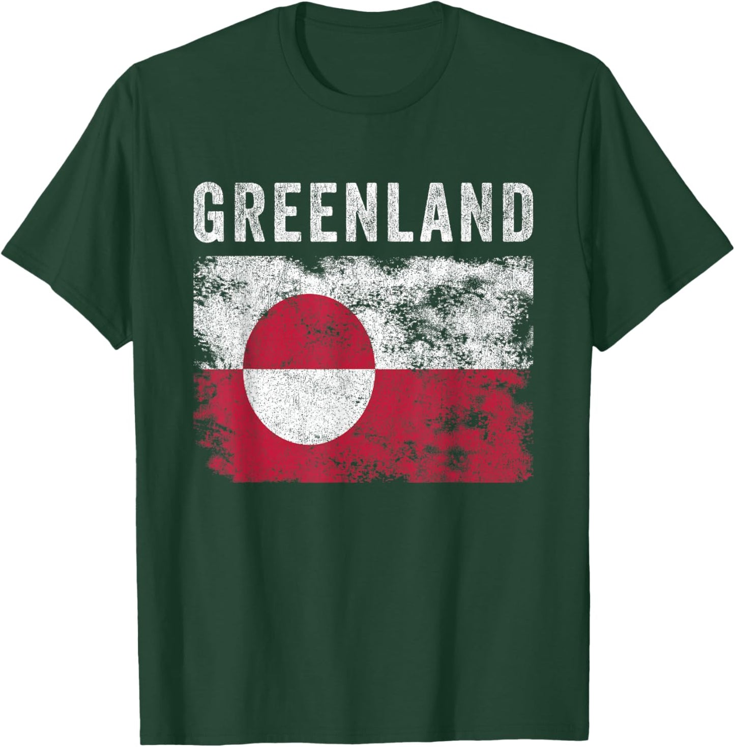 Greenland Flag Distressed - Men Women - Greenlander Flag T-Shirt - T-Shirt | Forest