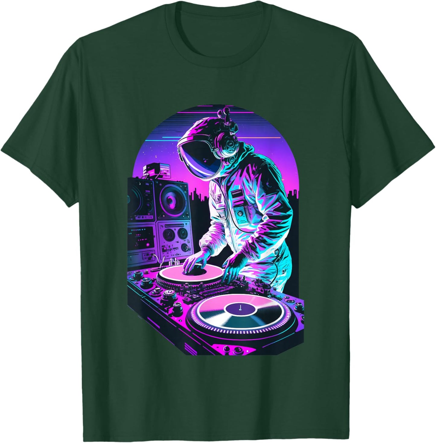 Astronaut DJ, DJing in Space, EDM cool Graphic Vaporwave T-Shirt - T-Shirt | Forest