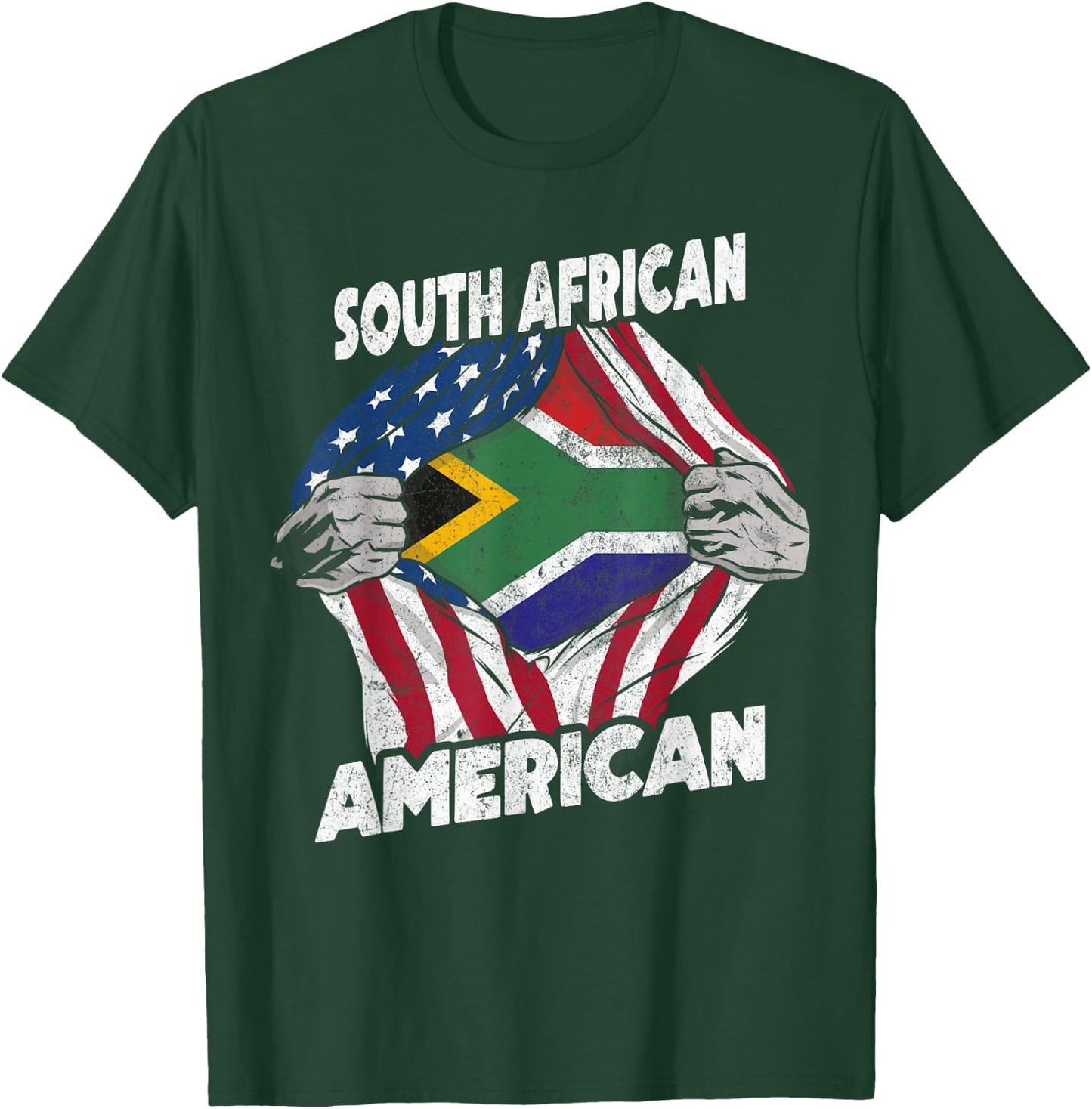 South African And American Flag South Africa Proud T-Shirt - T-Shirt | Forest