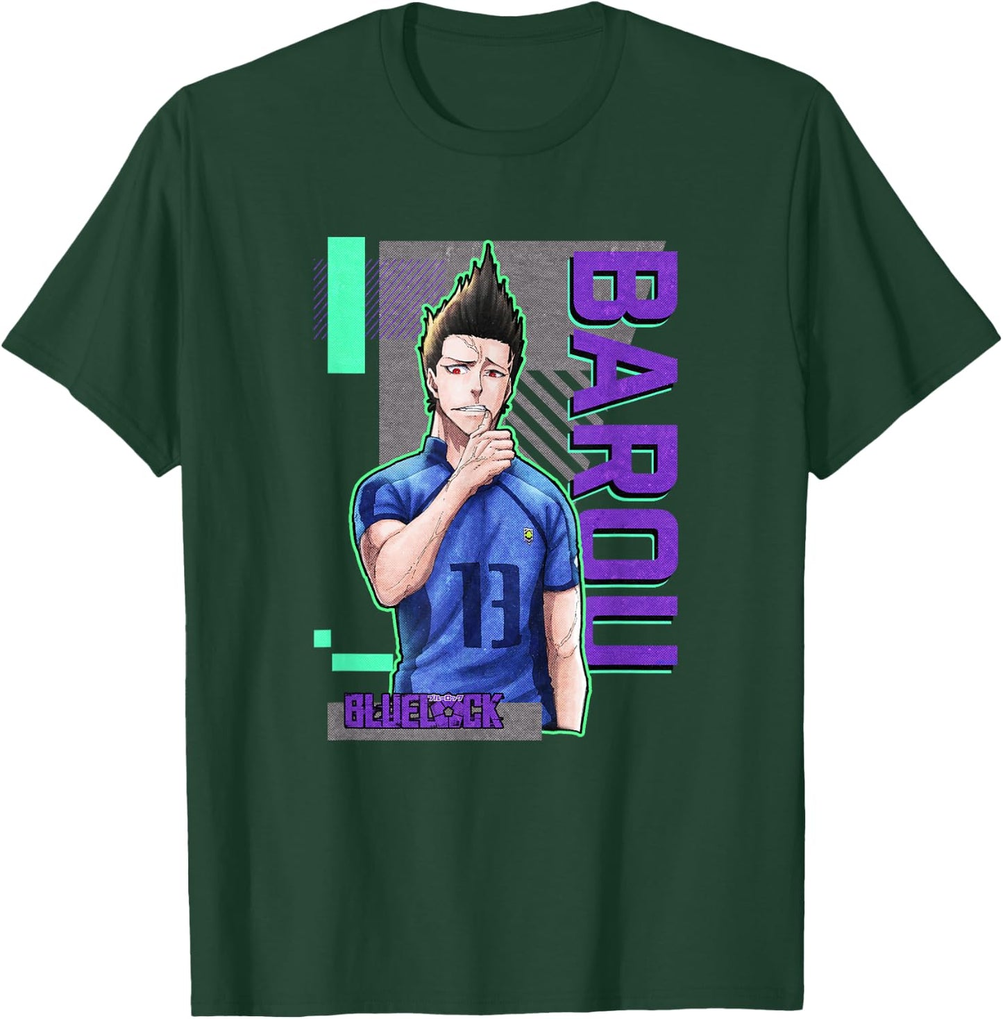 Blue Lock Shouei Barou Sporting Epic Neon Big Chest Portrait T-Shirt - T-Shirt | Forest