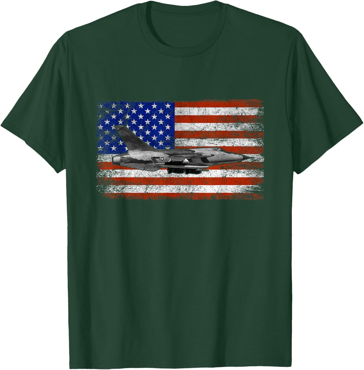 F-105 Thunderchief Airplane Vintage Flag T-Shirt - T-Shirt | Forest