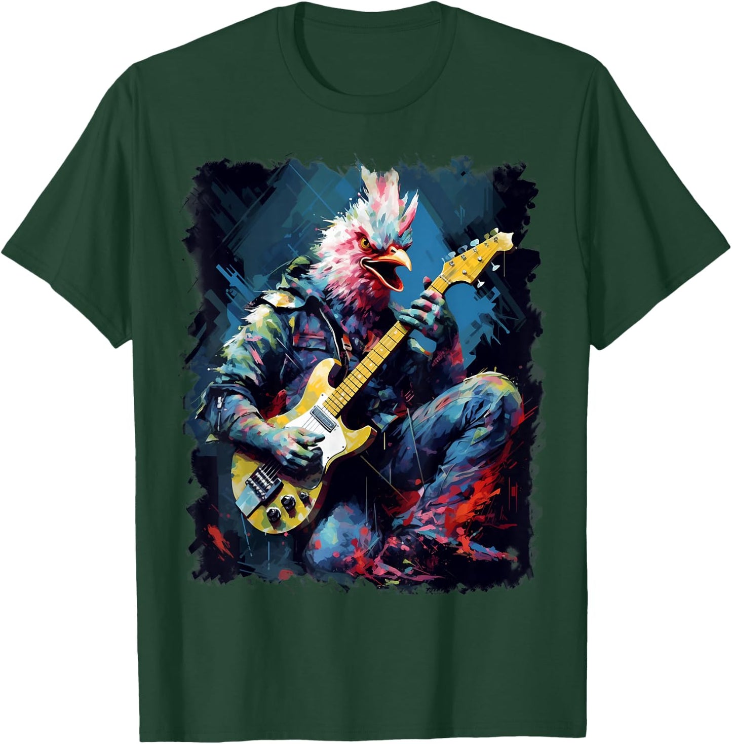 Rock Guitar Chicken Guitarist T-Shirt - T-Shirt | Forest