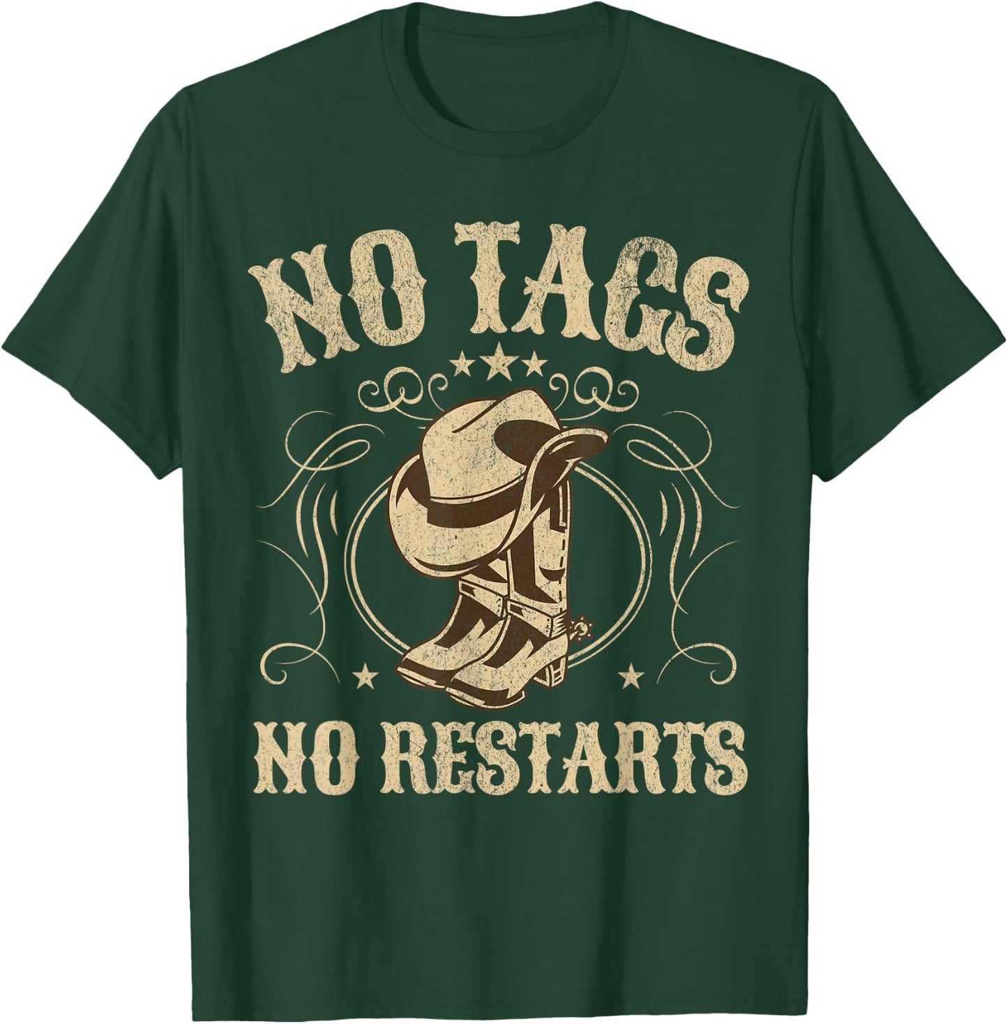 No Tags No Restarts Cowboy Western Country Fan Line Dance T-Shirt - T-Shirt | Forest