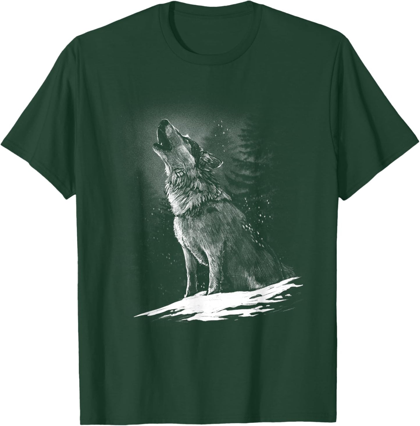 Wolf Hunting Ground, Icy Moon Forest wildlife T-Shirt - T-Shirt | Forest