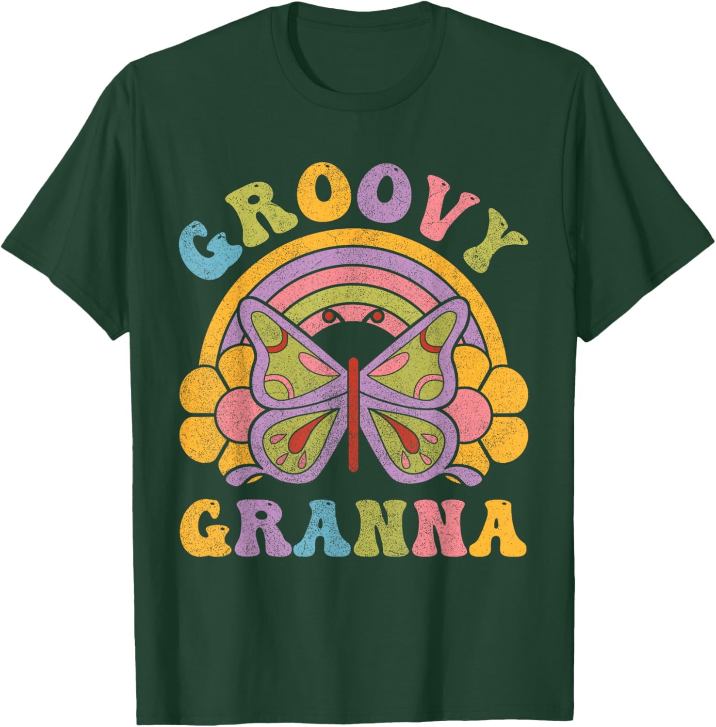80s 70s Shirts , Grandma Groovy Granna Butterfly T-Shirt - T-Shirt | Forest