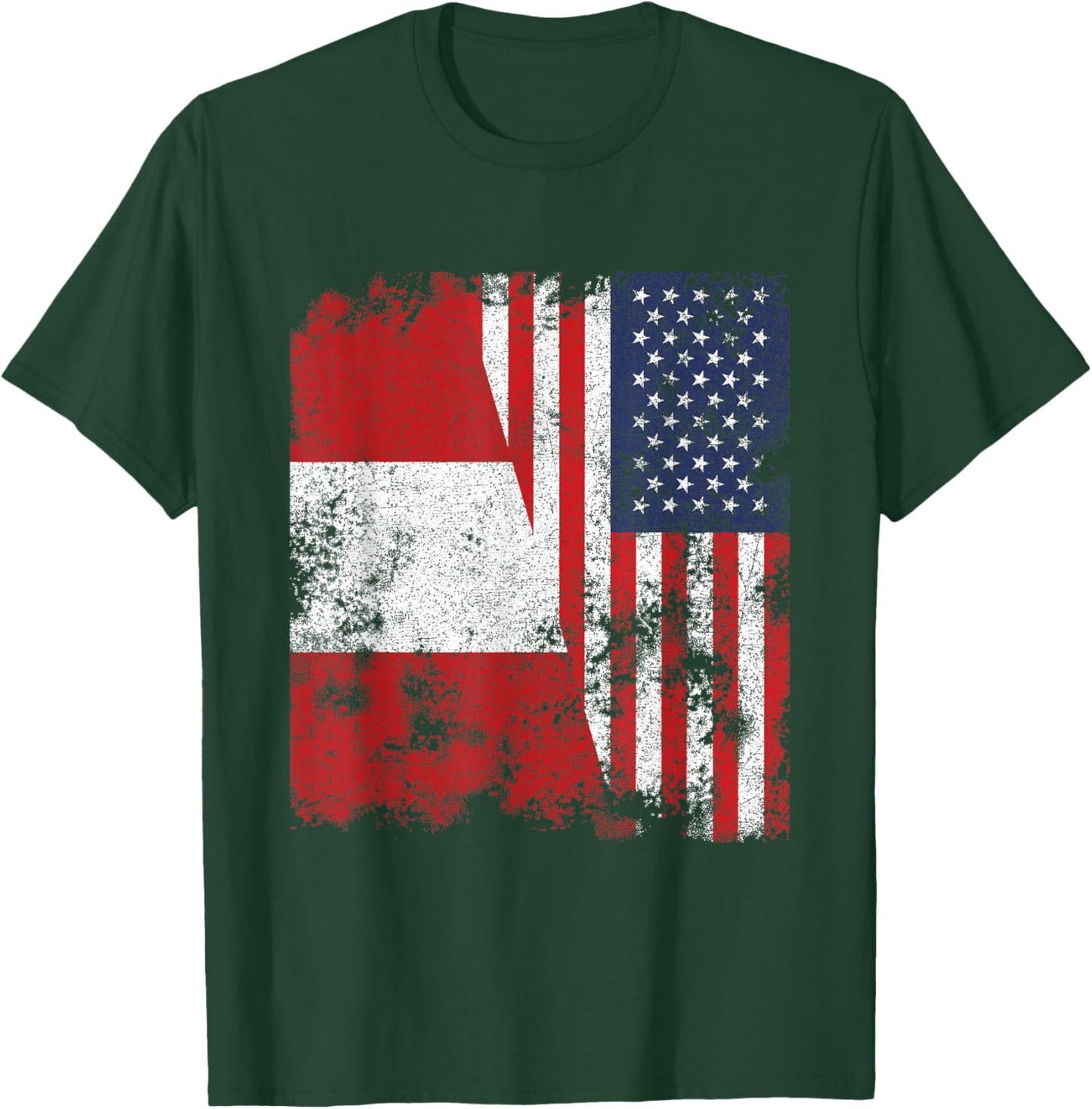Peru USA Flag Distressed - Half American T-Shirt - T-Shirt | Forest