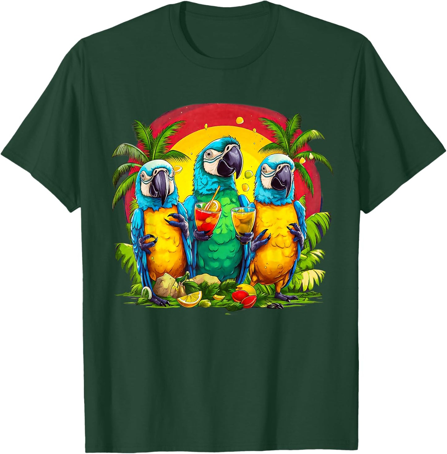 Parrots Drinking Margarita Hawaiian On Summer Vacation Birds Women T-Shirt - T-Shirt | Forest