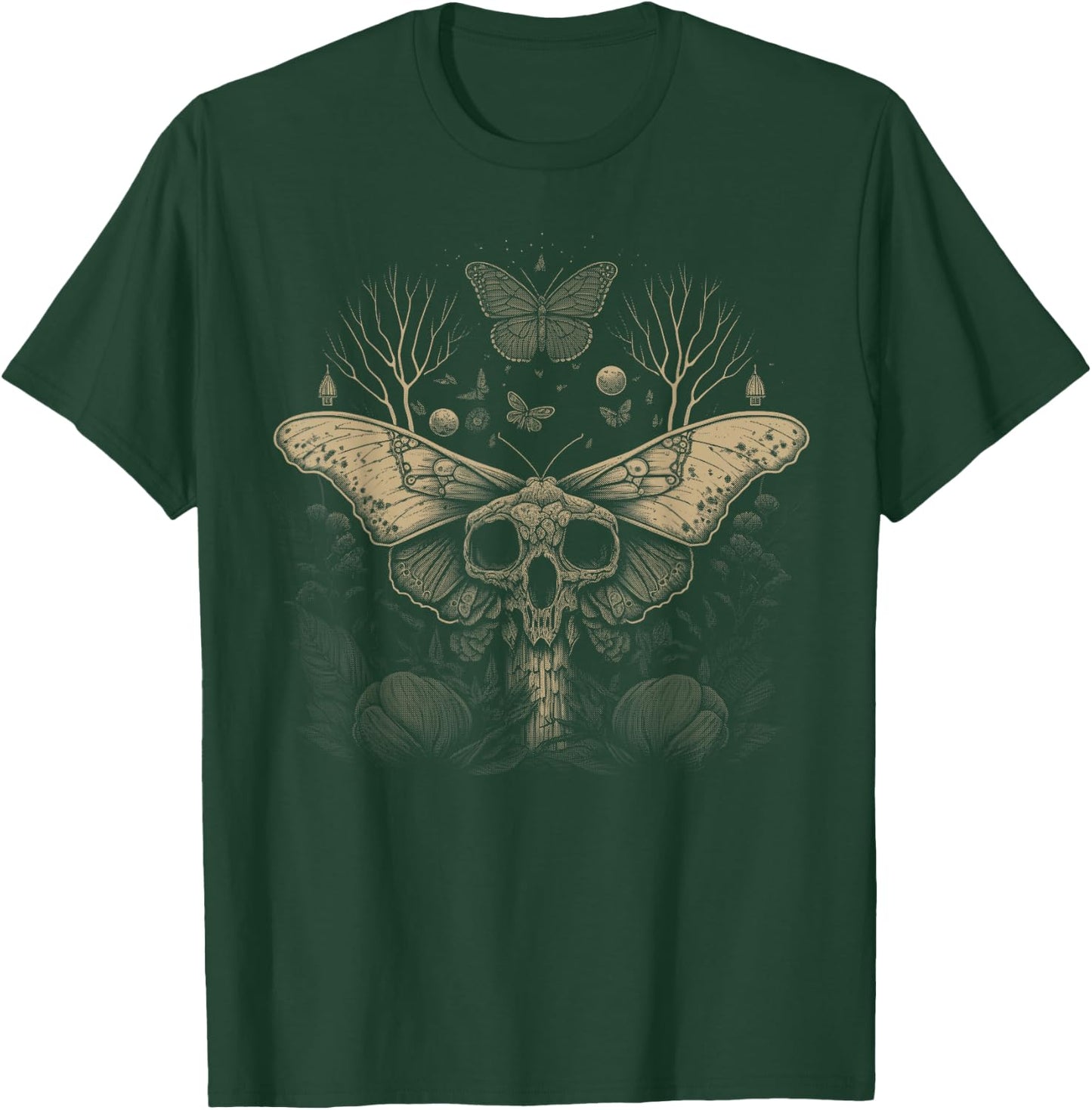 Cute Fairycore Floral Moth Aesthetic Girls Women Graphic T-Shirt - T-Shirt | Forest