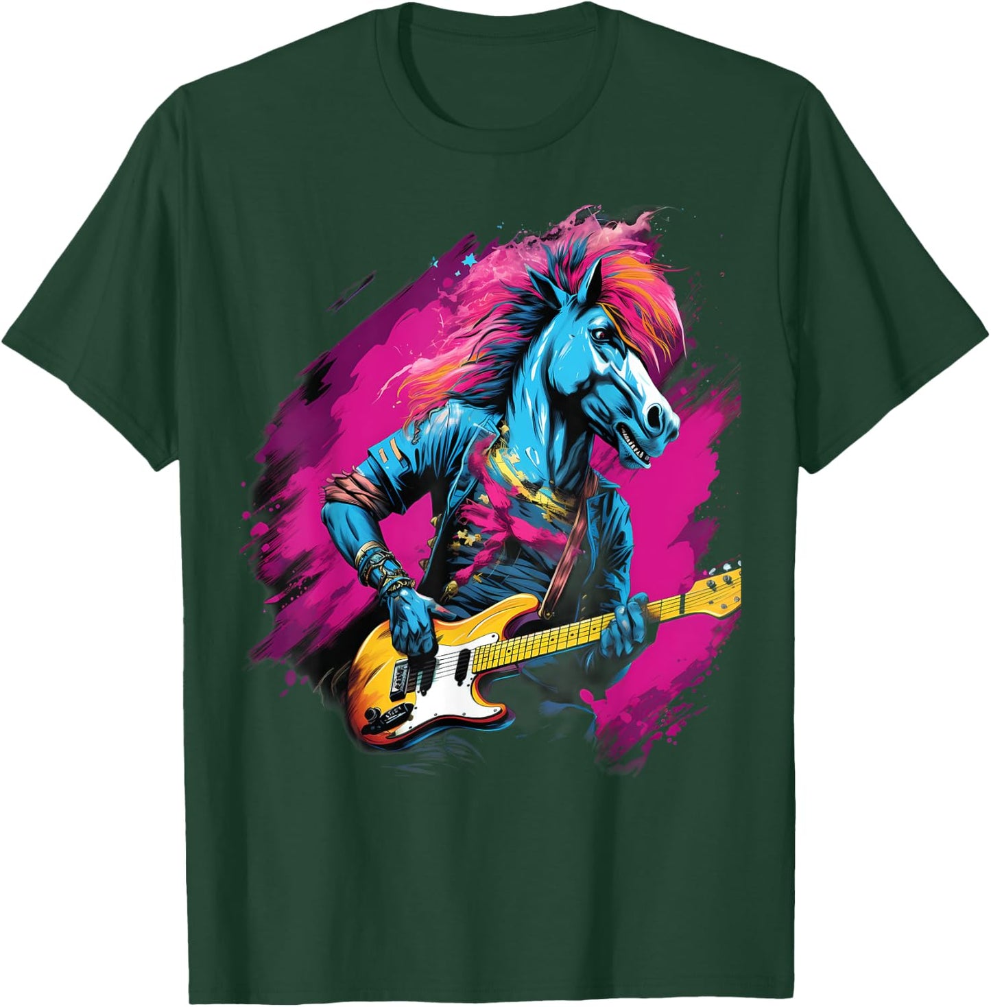 Punk Rock Guitar Horse Guitarist T-Shirt - T-Shirt | Forest