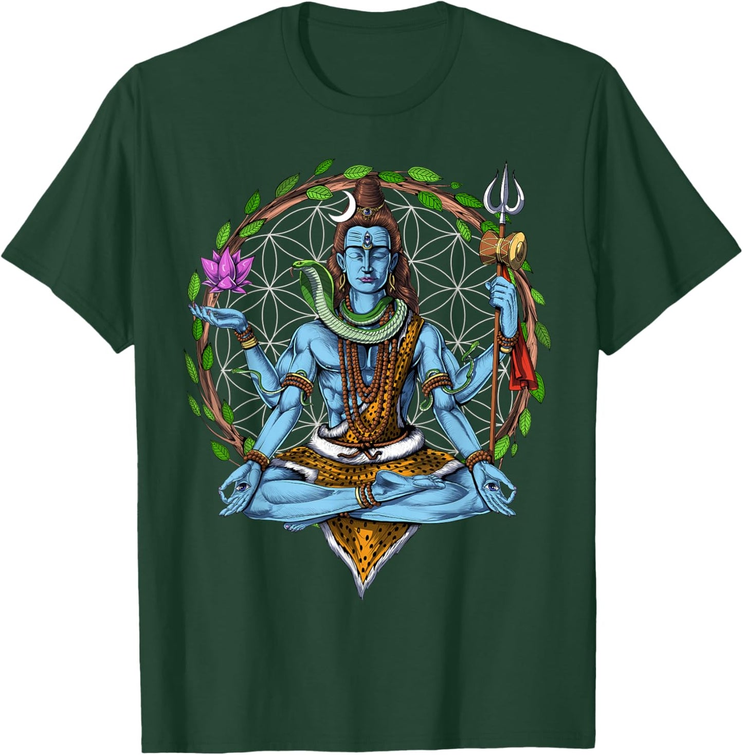 Shiva Hindu God Meditation Zen Yoga Hinduism Spiritual T-Shirt - T-Shirt | Forest