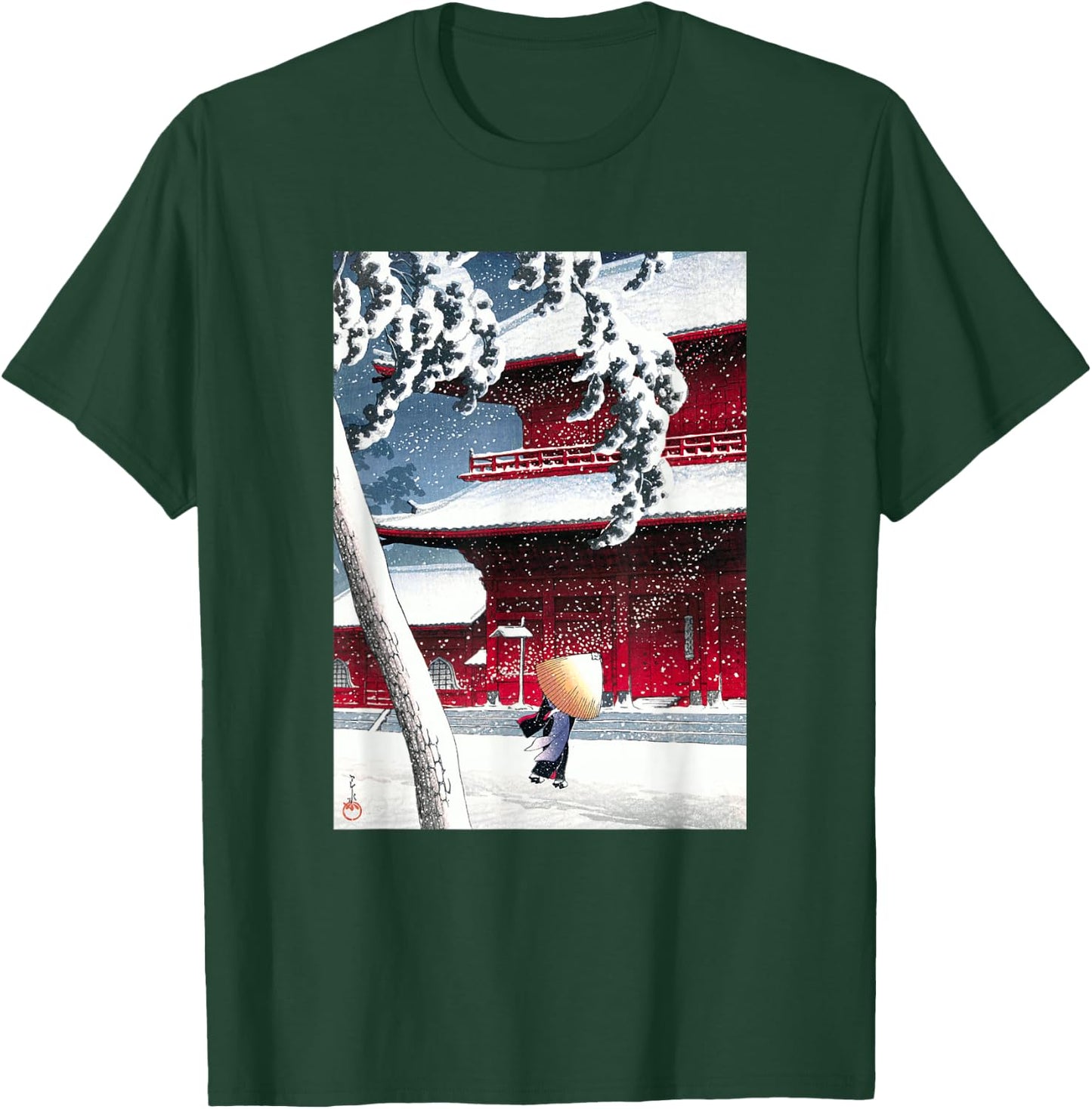 Zojo Shrine in Shiba by Hasui Kawase Shin-hanga Ukiyo-e T-Shirt - T-Shirt | Forest