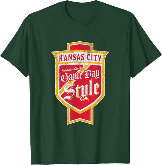 Faded Kansas City Beer Label - Cowtown City Pride T-Shirt - T-Shirt | Forest