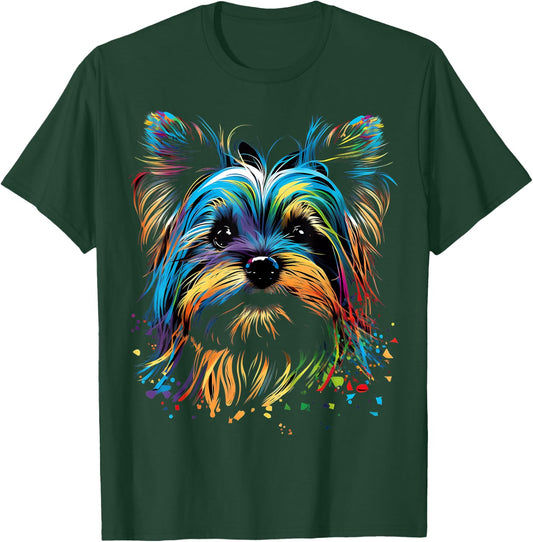 Colorful Yorkie Yorkshire Terrier Dog Face Painting Black Women Kids T-Shirt - T-Shirt | Forest
