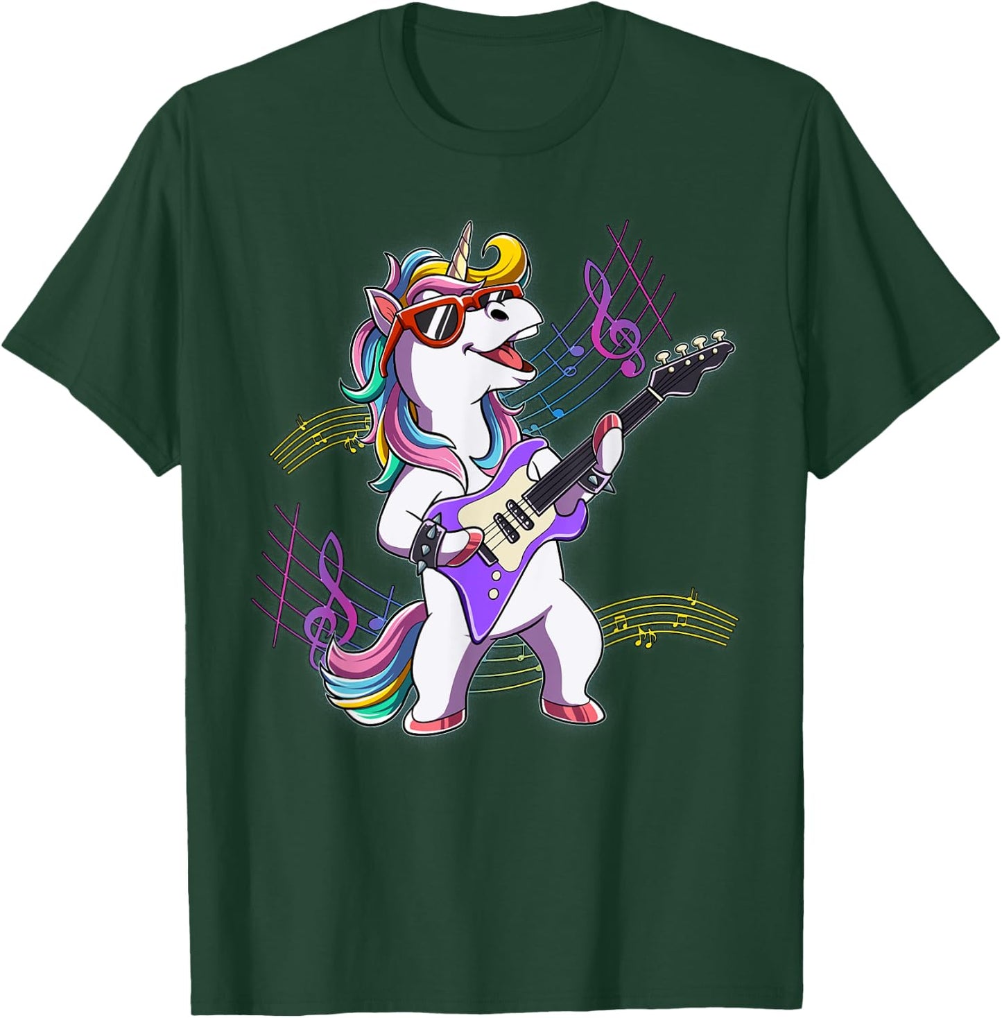 Unicorn Guitar Rockstar T-Shirt - T-Shirt | Forest