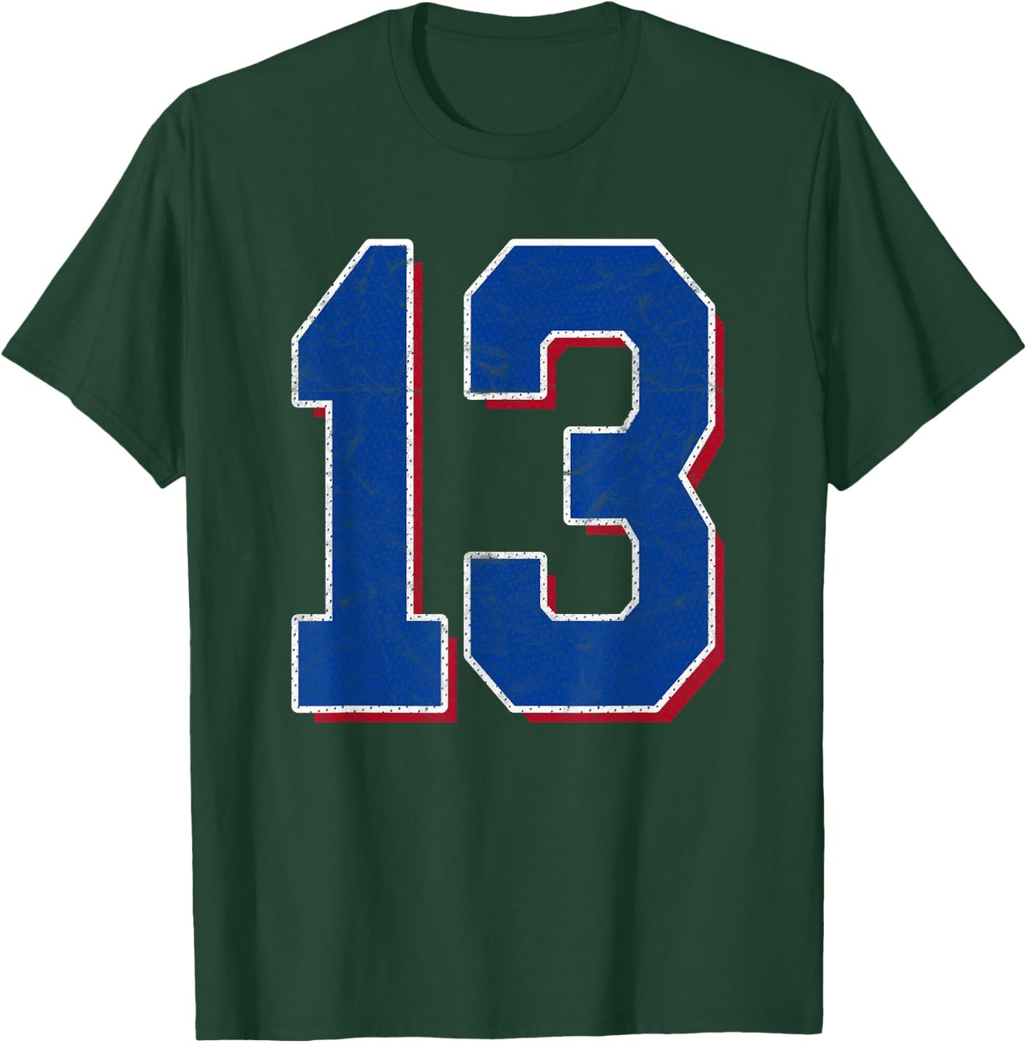 Number 13 Numbered Uniform Sports Team Jersey 13th Birthday T-Shirt - T-Shirt | Forest
