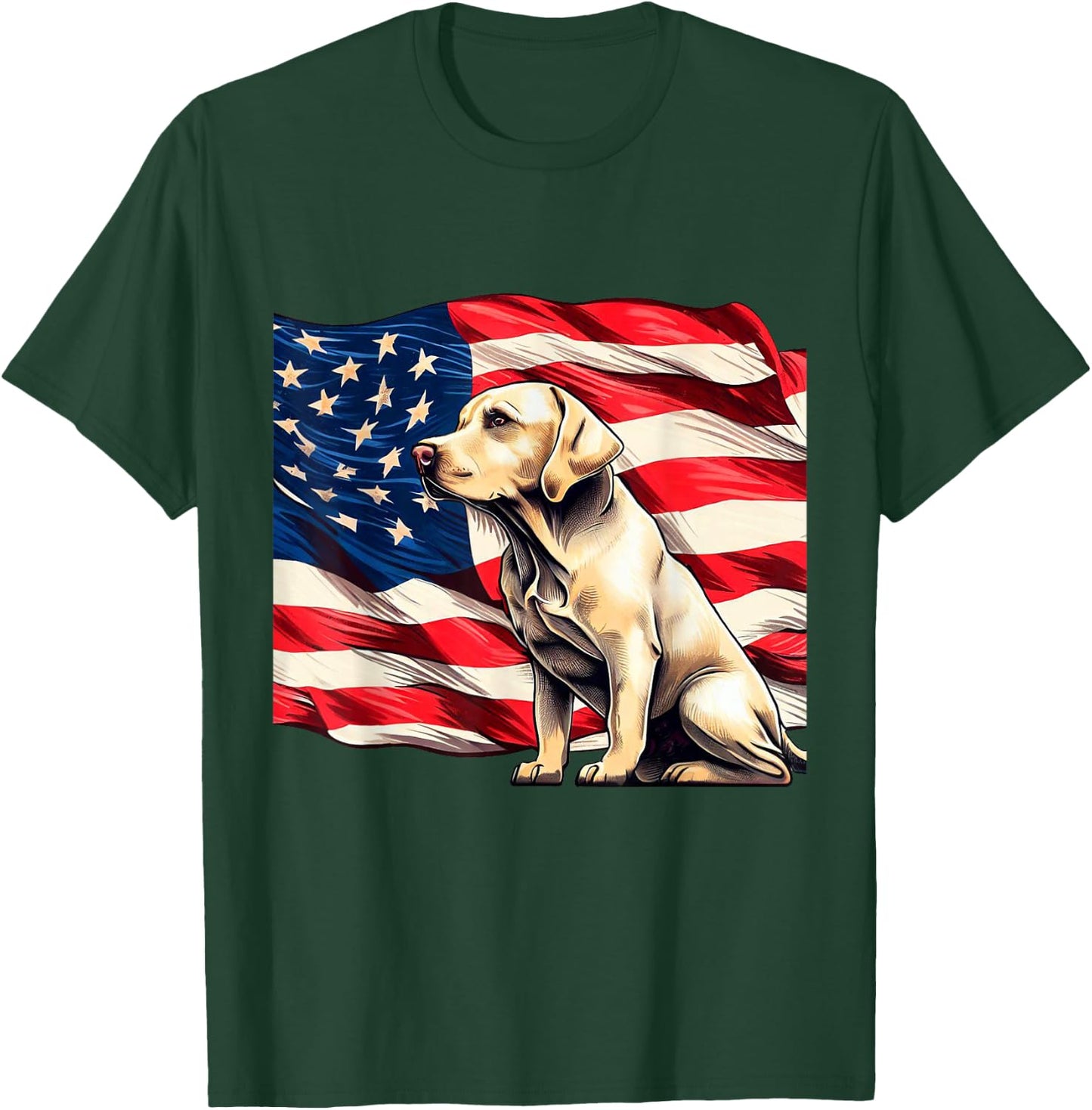 Patriotic Labrador American Flag T-Shirt - T-Shirt | Forest