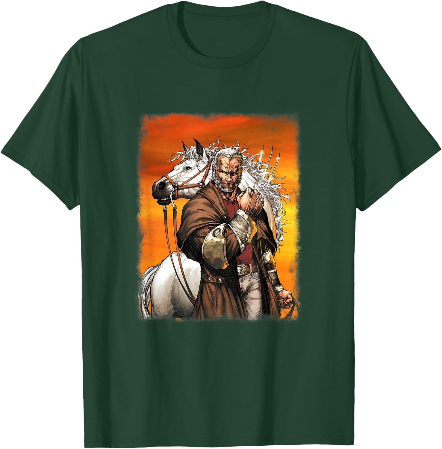 Marvel X-Men Old Man Logan & His Horse Vintage Poster T-Shirt - T-Shirt | Forest