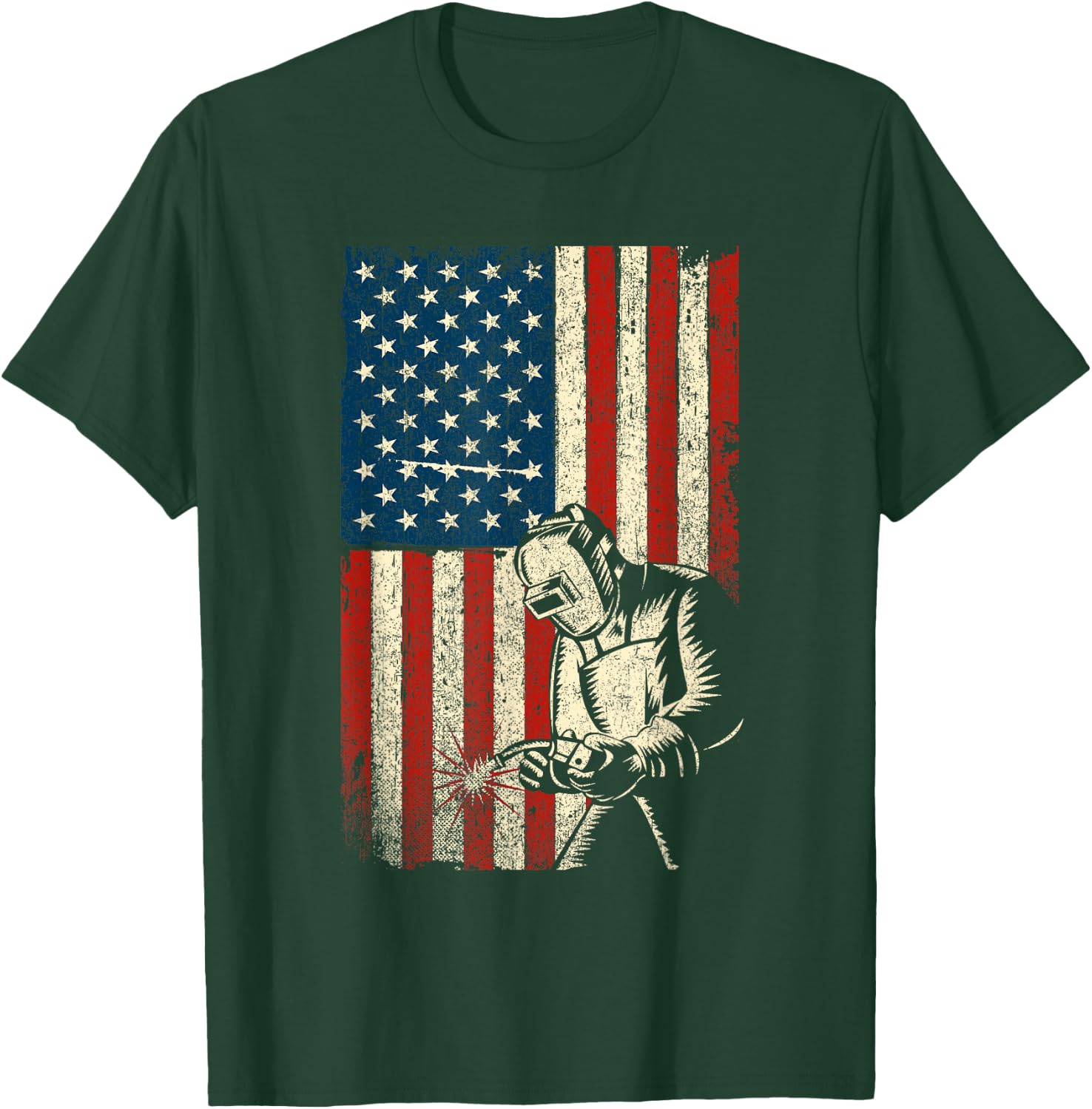 Funny Welder Shirts - USA Flag Welder - Black - Small - - Adults - Short Sleeve - Classic Fit - Cotton, Polyester T-Shirt - T-Shirt | Forest