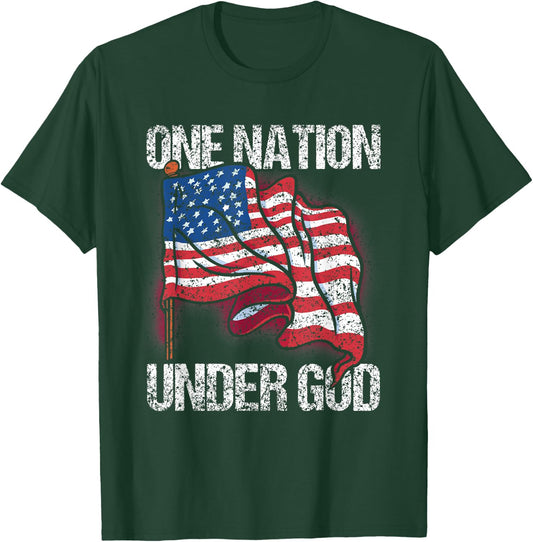 One Nation Under God American Usa Us America Patriotic Us T-Shirt - T-Shirt | Forest